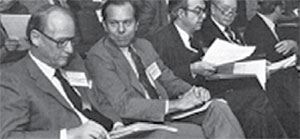 Eric Kandel (left) at a medical conference at the NIMH in Bethesda, MD, circa 1965. (Courtesy NIH)