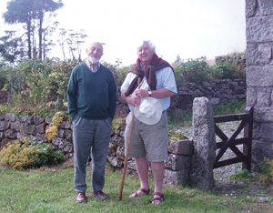 Alan Emery (left of the picture) with the author on Dartmoor in Southwest England.