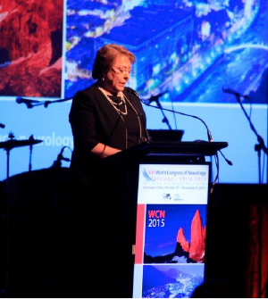Michelle Bachelet, president of Chile, addresses the Congress.