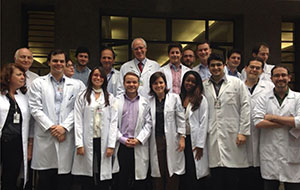 Ricardo Nitrini, MD (back row, center), faculty and residents from the University of Sà£o Paulo, Brazil, gather for a photo.