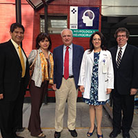 Figure 2- left to right, Dr. Iledefonso Rodriguez Leyva, Dr. Karina Velez Jimenez, Professor Raad Shakir, Dr. Minerva Lopez, Dr. Steven L. Lewis, during the WFN visit to neurology training programs in Mexico City.