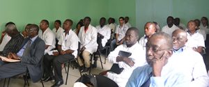 Faculty and residents from Cheikh Anta Diop University observe a lecture.